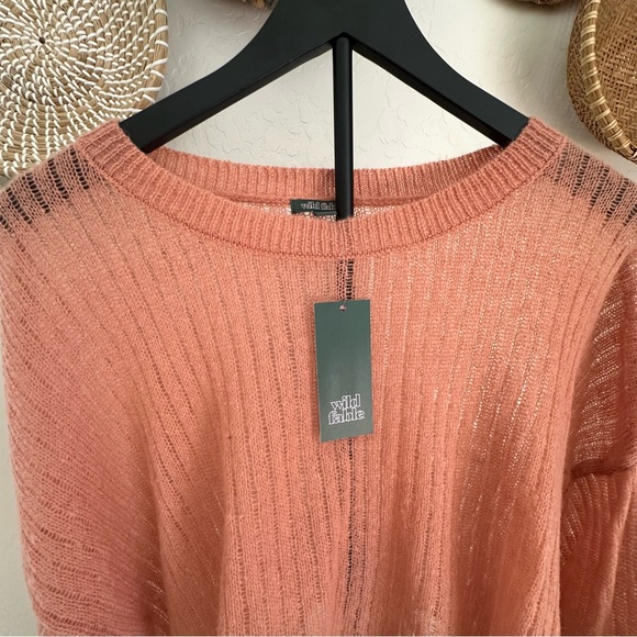 NEW Wild Fable Pink/Rose colored Ribbed Knit Boho Cropped Sweater XL - Picture 2 of 16